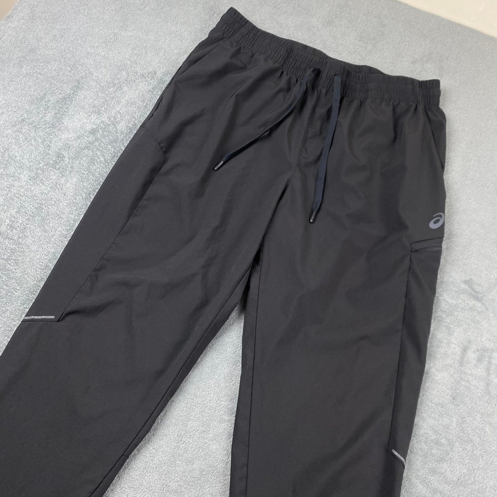 Asics Women XL Joggers Black Athletic Reflective Drawstring Performance Pants